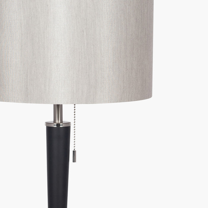 Lowry Table Lamp, Brushed Silver & Matt Black Metal