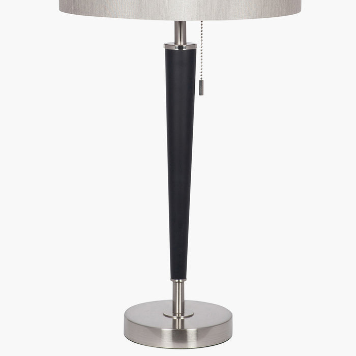 Lowry Table Lamp, Brushed Silver & Matt Black Metal