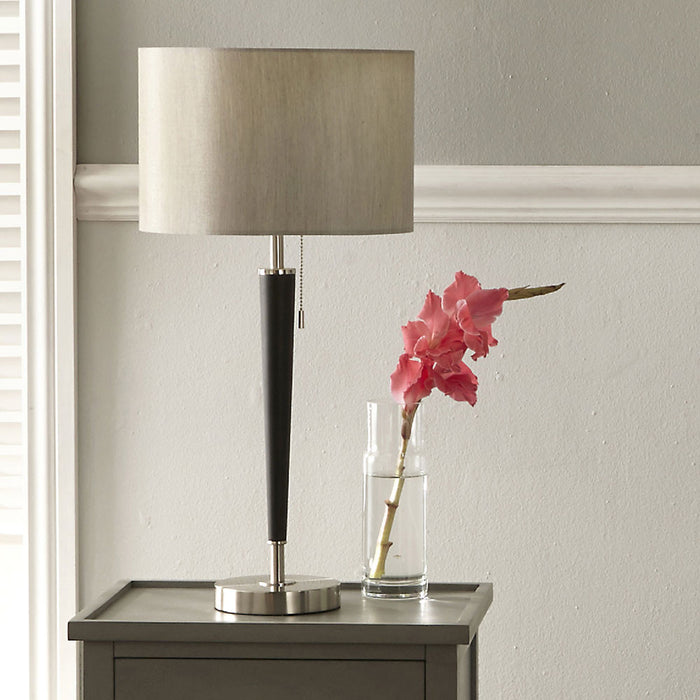 Lowry Table Lamp, Brushed Silver & Matt Black Metal