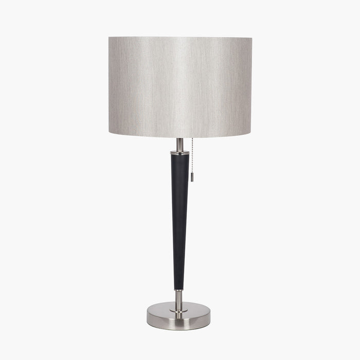 Lowry Table Lamp, Brushed Silver & Matt Black Metal