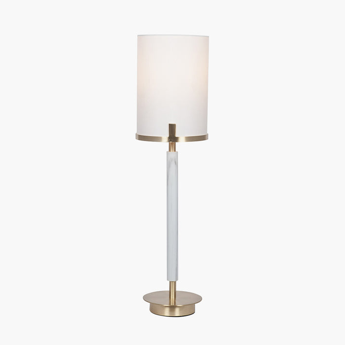 Midland Champagne Gold Metal & Marble Effect Table Lamp