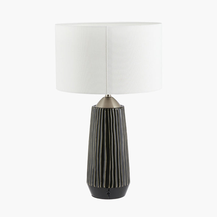 Artemis Black Textured Ceramic & Brushed Silver Tall Table Lamp ( Due Back In 10/01/25 )