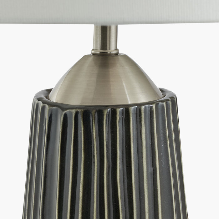 Artemis Black Textured Ceramic & Brushed Silver Tall Table Lamp ( Due Back In 10/01/25 )