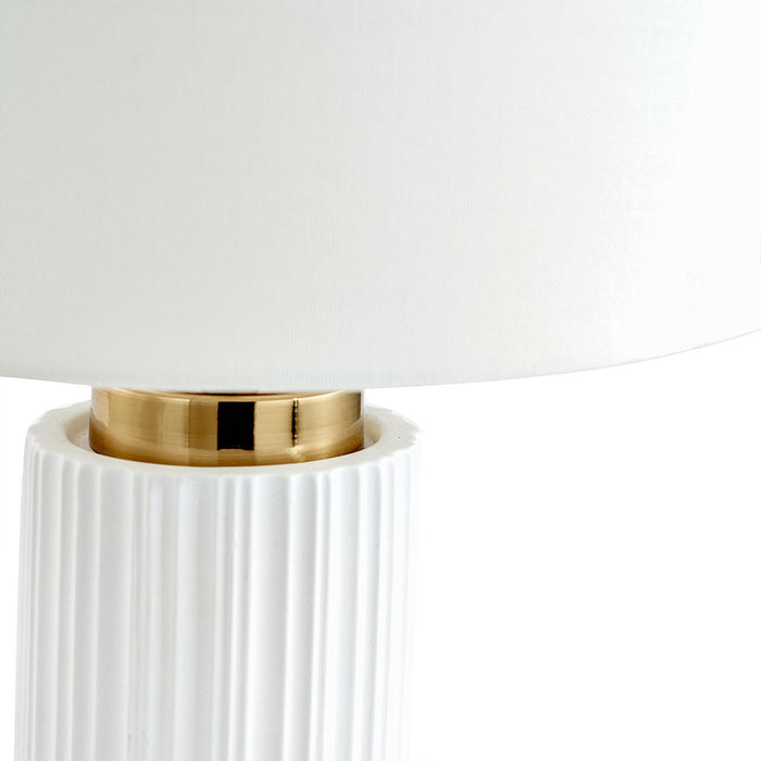 Ionic Table Lamp, White Textured Ceramic & Gold Metal