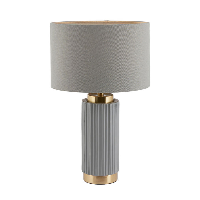 Ionic Grey Textured Ceramic & Gold Metal Table Lamp ( Due Back In 20/12/24 )