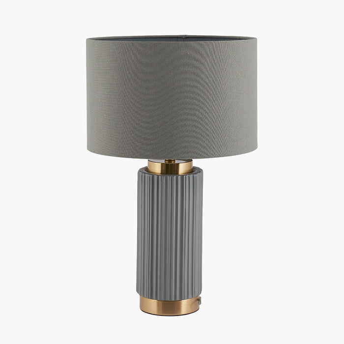 Ionic Grey Textured Ceramic & Gold Metal Table Lamp ( Due Back In 20/12/24 )