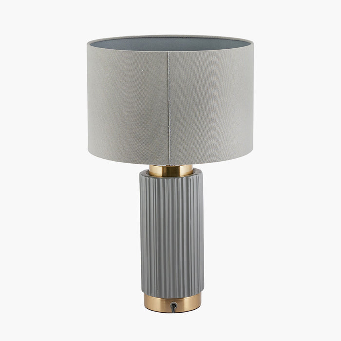 Ionic Grey Textured Ceramic & Gold Metal Table Lamp ( Due Back In 20/12/24 )