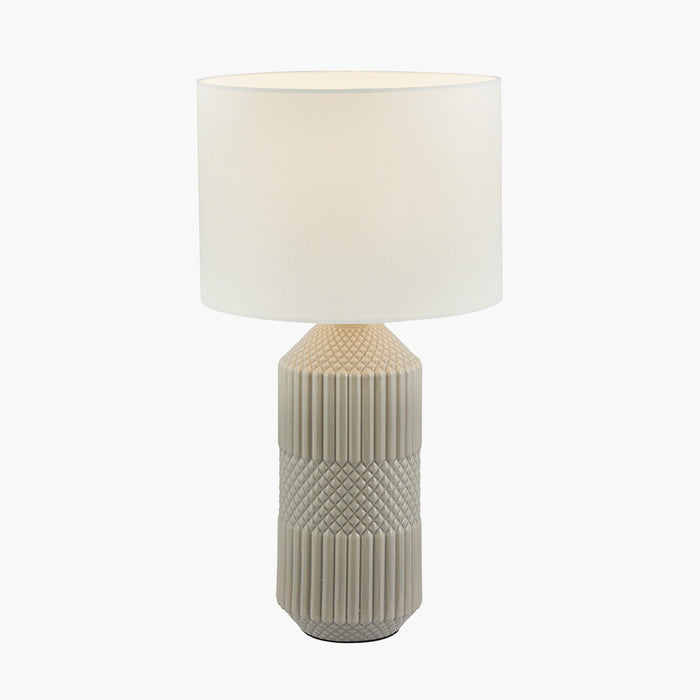 Meri Ceramic Table Lamp, Grey Geo, Textured ( Due Back In 31/01/25 )