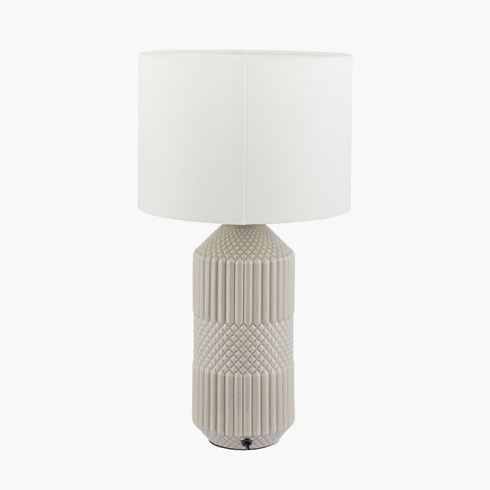 Meri Ceramic Table Lamp, Grey Geo, Textured ( Due Back In 31/01/25 )