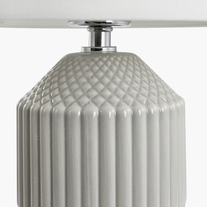 Meri Ceramic Table Lamp, Grey Geo, Textured ( Due Back In 31/01/25 )