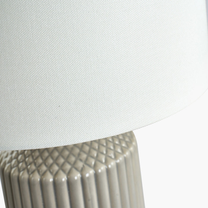 Meri Ceramic Table Lamp, Grey Geo, Textured ( Due Back In 31/01/25 )