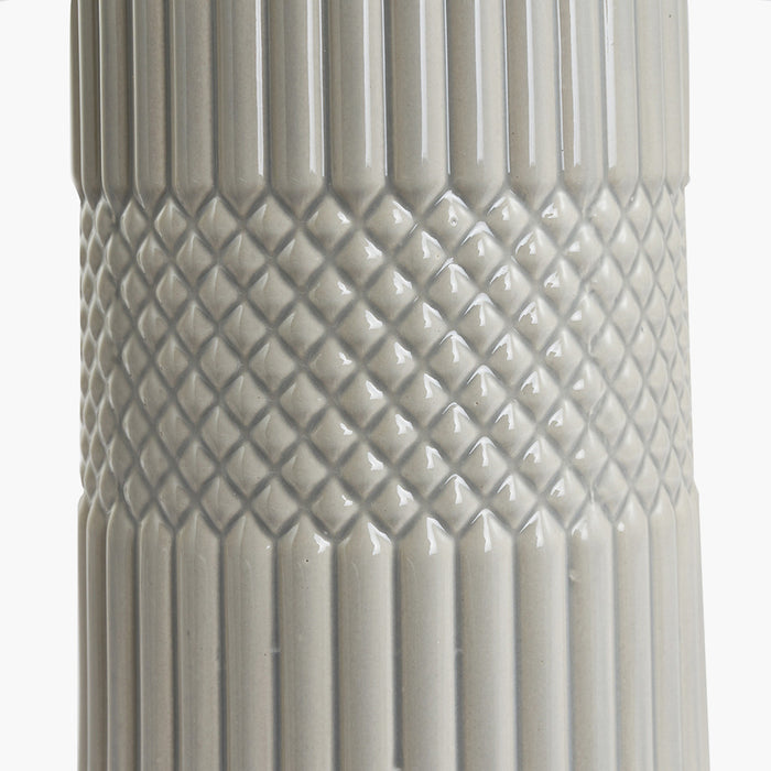 Meri Ceramic Table Lamp, Grey Geo, Textured ( Due Back In 31/01/25 )