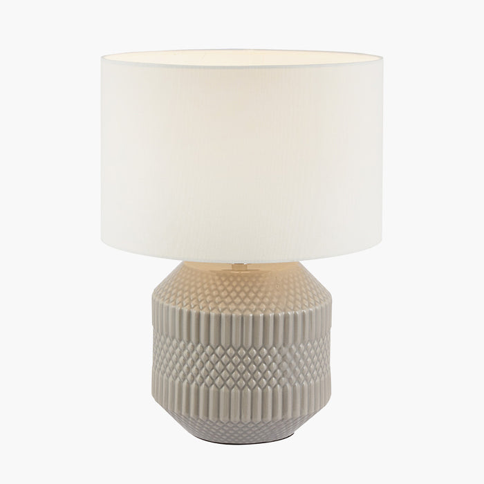 Meribel Grey Geo Textured Ceramic Table Lamp ( Due Back In 15/01/25 )