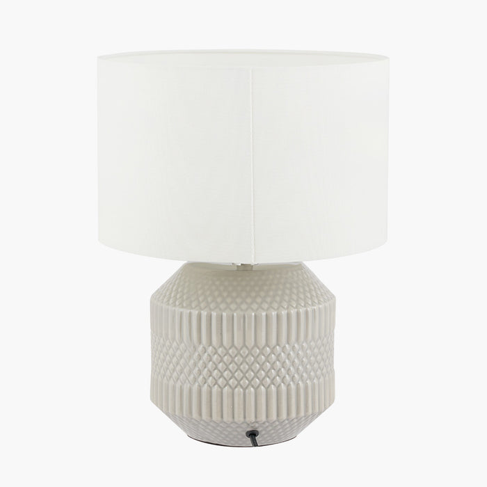 Meribel Grey Geo Textured Ceramic Table Lamp ( Due Back In 15/01/25 )