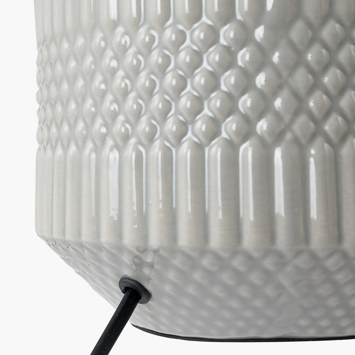 Meribel Grey Geo Textured Ceramic Table Lamp ( Due Back In 15/01/25 )