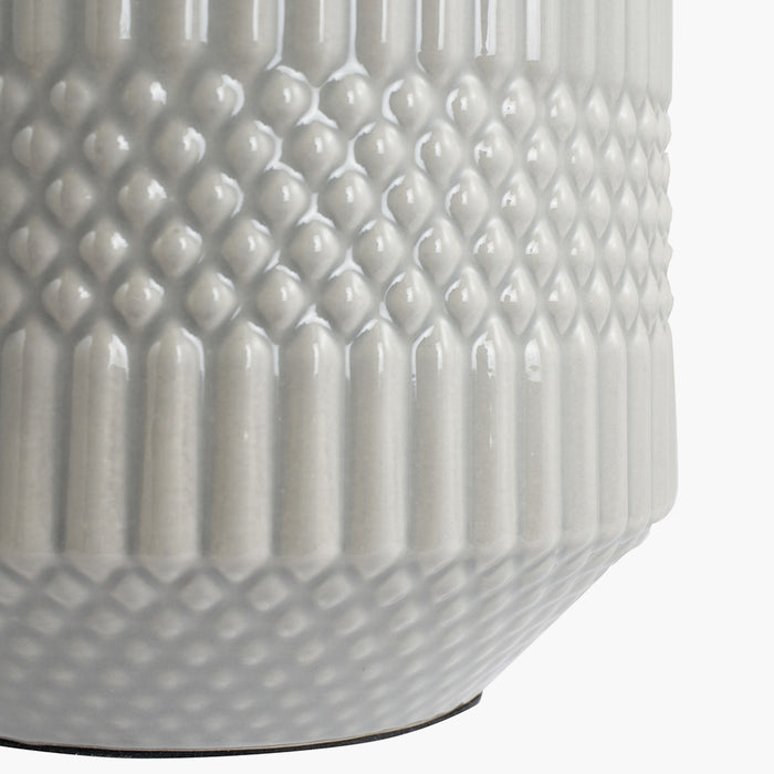 Meribel Grey Geo Textured Ceramic Table Lamp ( Due Back In 15/01/25 )