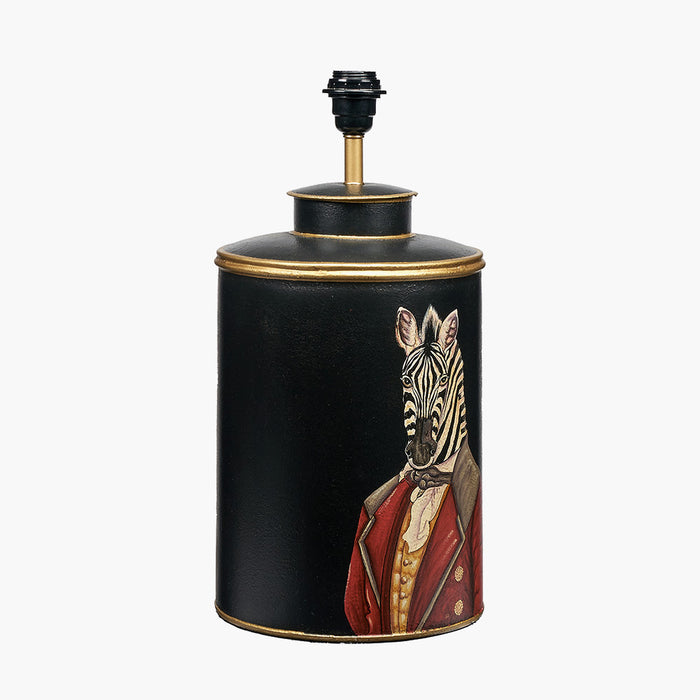 Zebra Black Hand Painted Metal Table Lamp Base