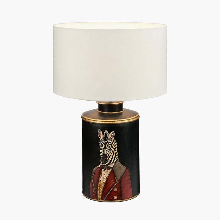 Zebra Black Hand Painted Metal Table Lamp Base