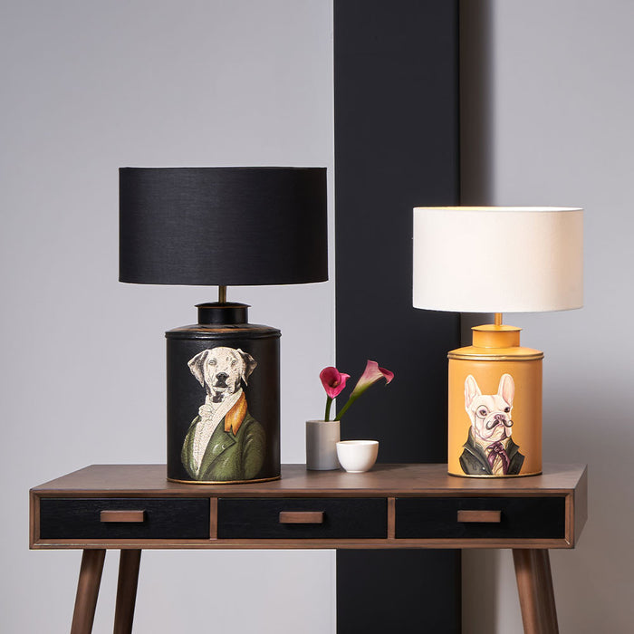 Boston Terrier Mustard Hand Painted Metal Table Lamp Base