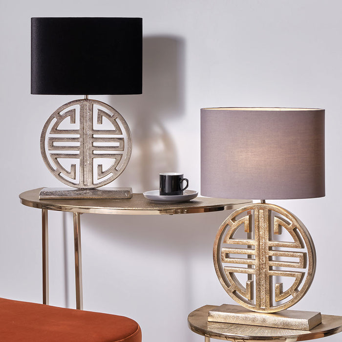 Orla Shiny Gold Metal Statement Circle Table Lamp Base