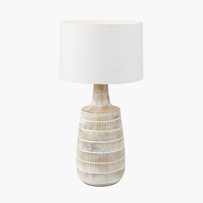 Dambula White Wash Wood Textured Tall Neck Table Lamp