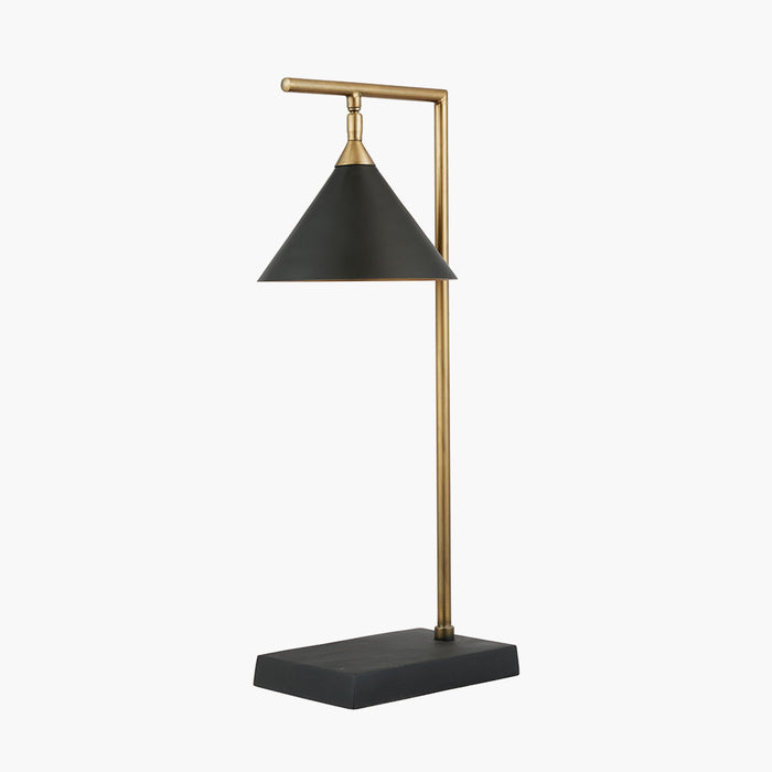 Zeta Matt Black & Antique Brass Table Lamp ( Due Back In 15/01/25 )