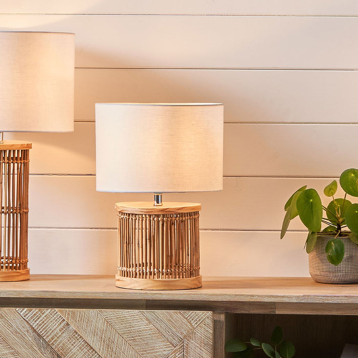 Sorbus Natural Ribbed Small Table Lamp