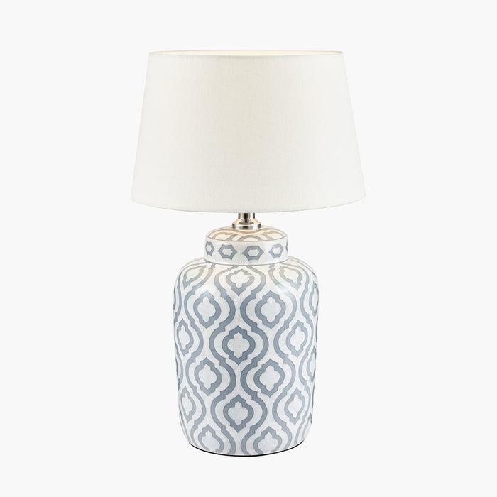 Celia Grey & White Pattern Ceramic Table Lamp ( Due Back In 05/08/24)