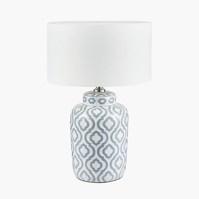 Celia Grey & White Pattern Ceramic Table Lamp