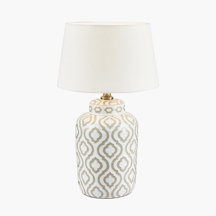 Celia Taupe & White Pattern Ceramic Table Lamp