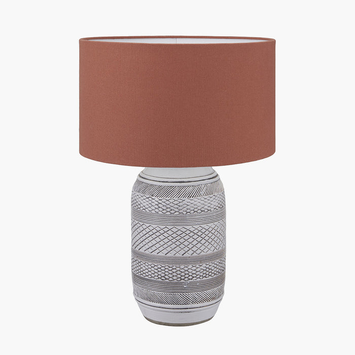 Kira White & Black Textured Stoneware Table Lamp ( Due Back In 15/02/25 )