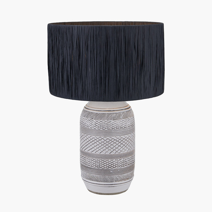 Kira White & Black Textured Stoneware Table Lamp ( Due Back In 15/02/25 )