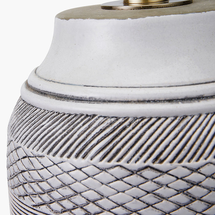 Kira White & Black Textured Stoneware Table Lamp ( Due Back In 15/02/25 )