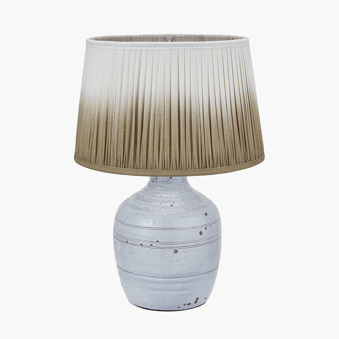 Thalia White Textured Groove Design Stoneware Table Lamp