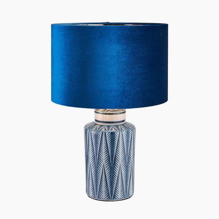 Samara Blue & White Aztec Pattern Ceramic Table Lamp Base