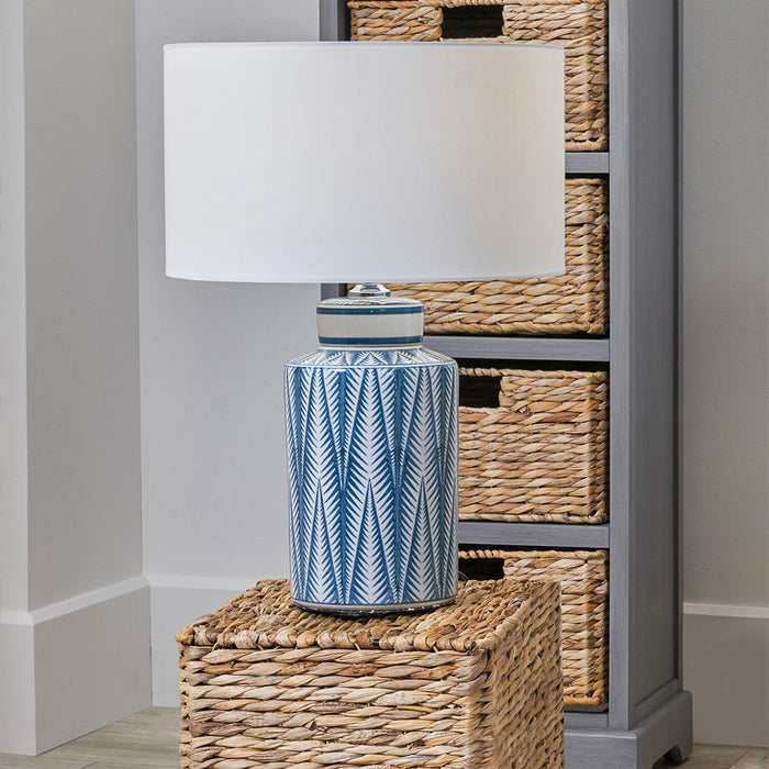 Samara Blue & White Aztec Pattern Ceramic Table Lamp Base