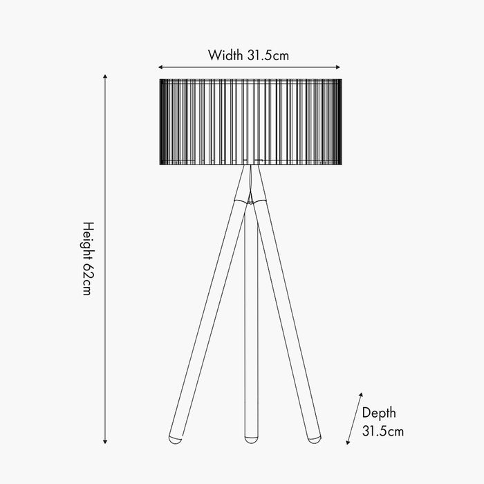 Rabanne Slatted Natural Wood Tripod Table Lamp