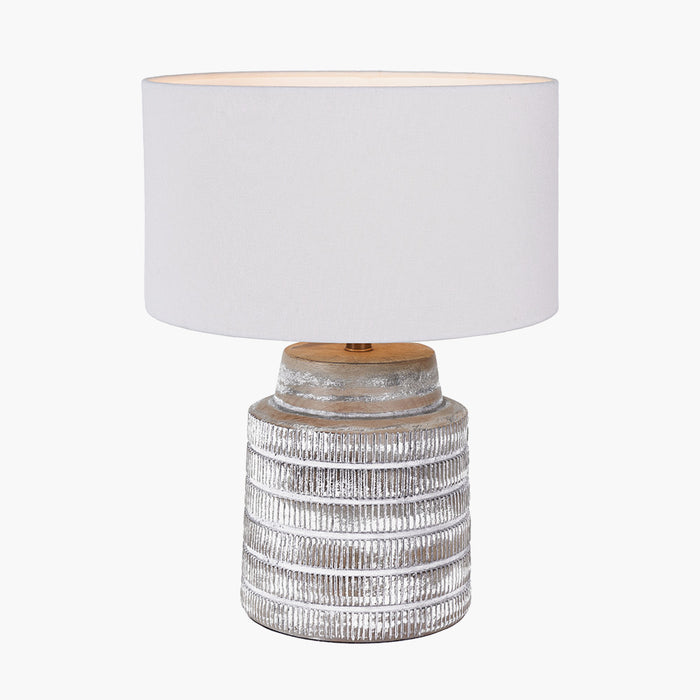 Paihia Table Lamp, White Wash Textured Wood