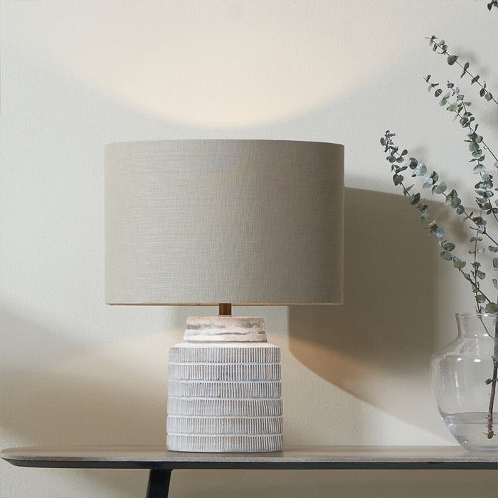 Paihia Table Lamp, White Wash Textured Wood