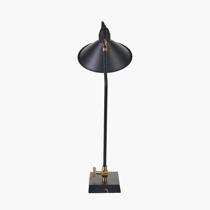 Canton Matt Black & Brass Metal Cone Table Lamp