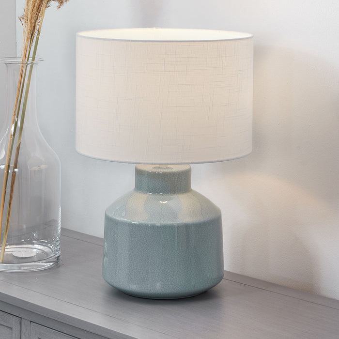 Nora Duck Egg Blue Crackle Effect Table Lamp