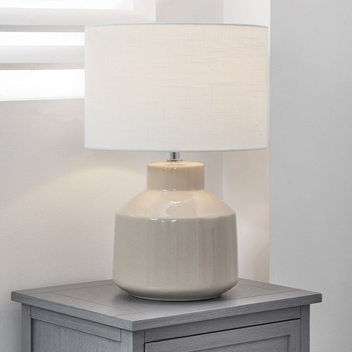 Nora Cream Crackle Effect Table Lamp ( Due Back In 10/12/24 )