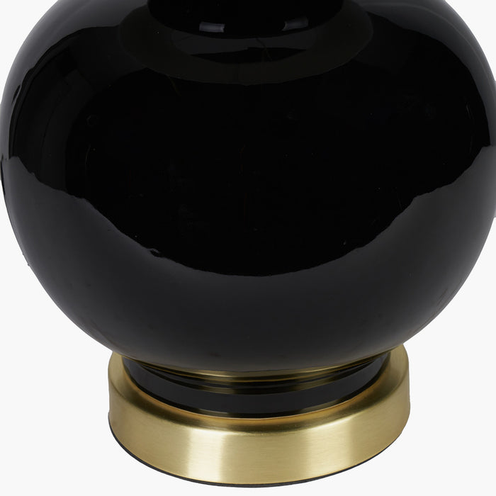 Gatsby Black Ceramic Table Lamp With Brushed Gold Metal Detail