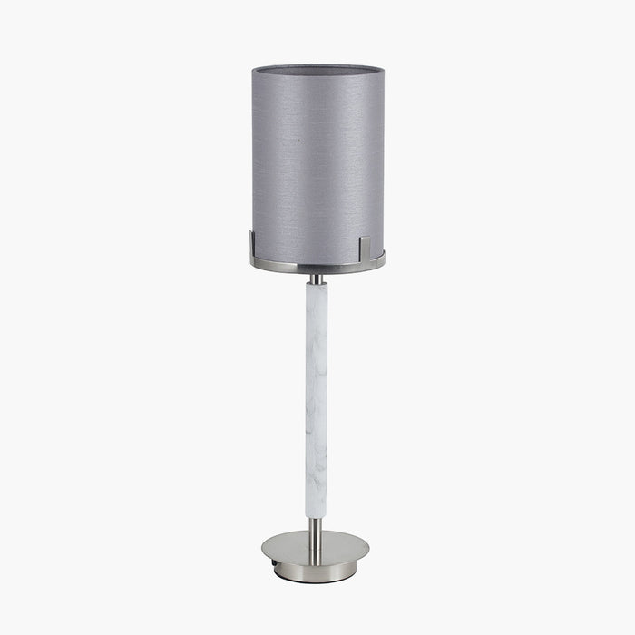 Midl& Brushed Nickel & Grey Marble Effect Table Lamp