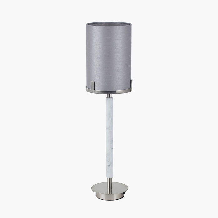 Midl& Brushed Nickel & Grey Marble Effect Table Lamp