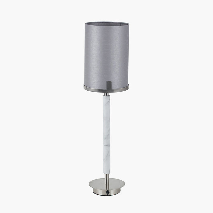 Midl& Brushed Nickel & Grey Marble Effect Table Lamp