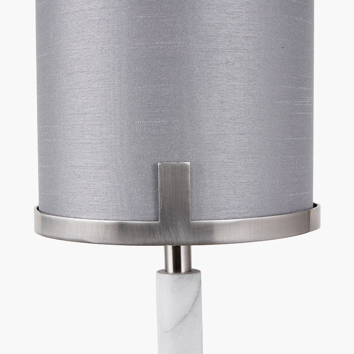 Midl& Brushed Nickel & Grey Marble Effect Table Lamp