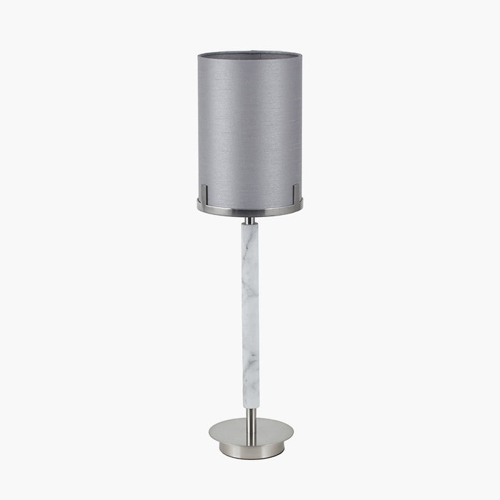 Midl& Brushed Nickel & Grey Marble Effect Table Lamp