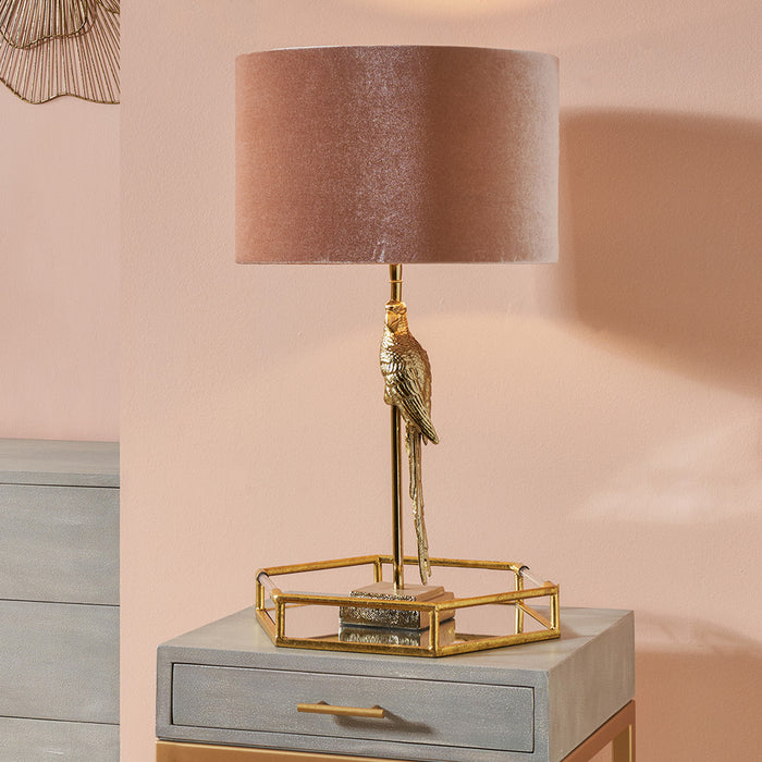 Lori Shiny Gold Metal Parrot Table Lamp