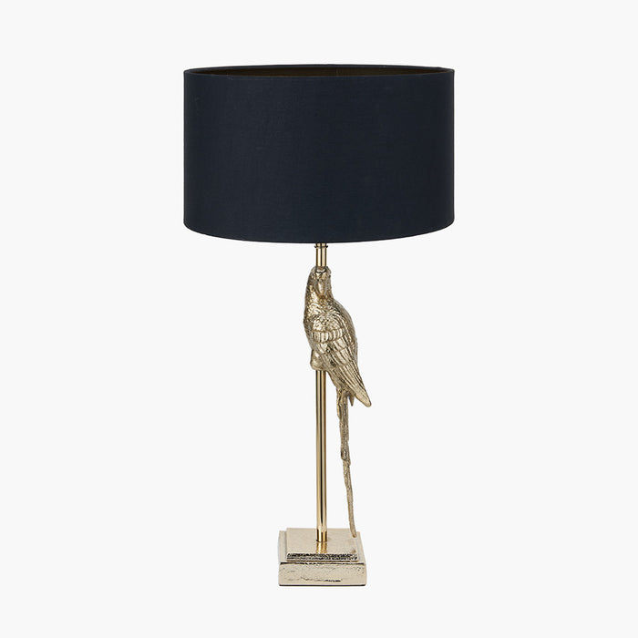 Lori Shiny Gold Metal Parrot Table Lamp